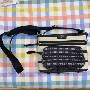FOSSIL Striped Black & White Bag